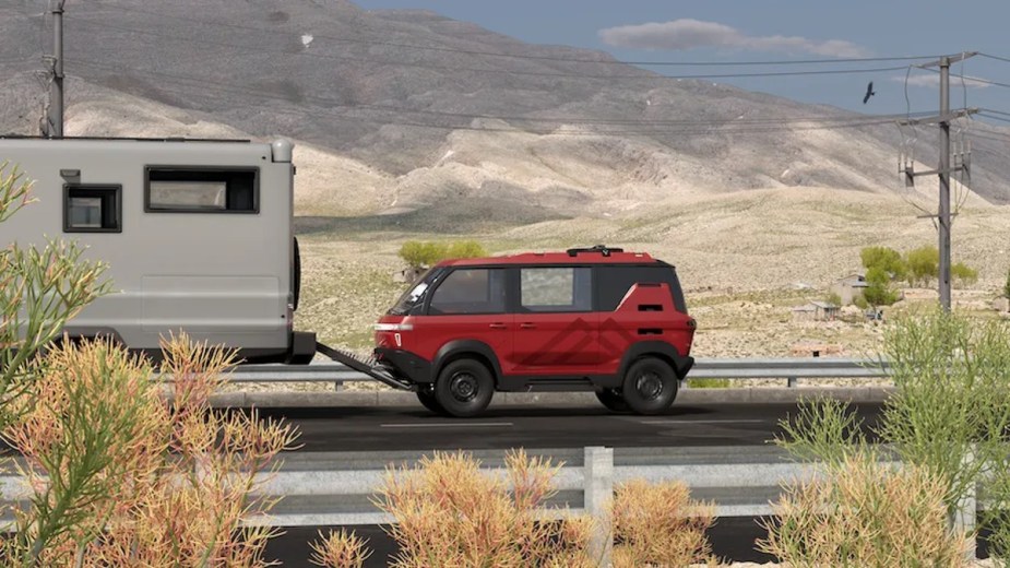 Adventure 1 Camper Van Towed by an RV, this is the perfect RV adventure companion vehicle