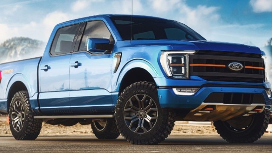 Blue 2023 Ford F-150 Tremor posed
