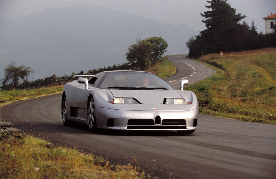 The Bugatti EB 110, like the Jaguar XJ220, is one of the fastest supercars of the 1990s.