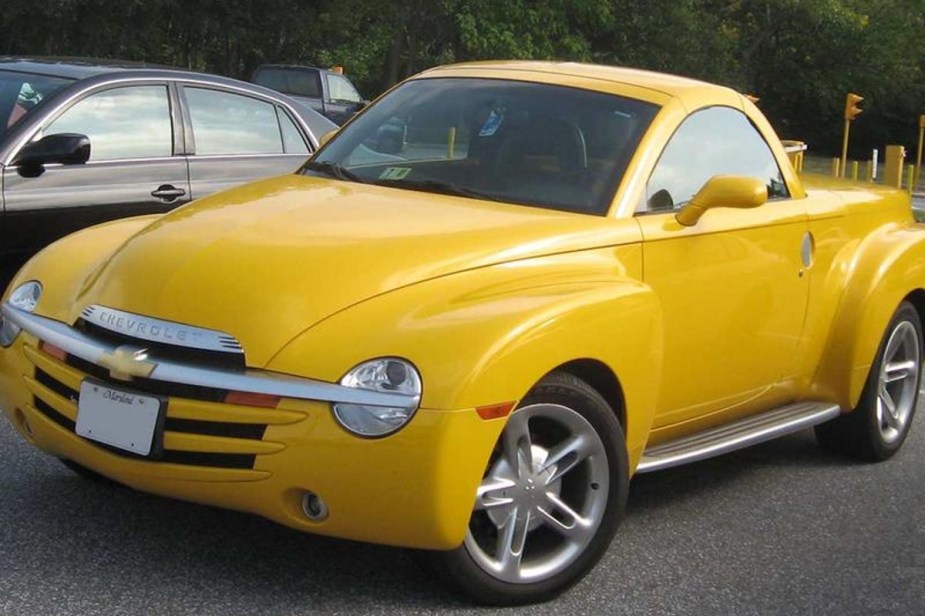 Yellow Chevy SSR Parked, this was one of the worst-made Chevy cars of all time