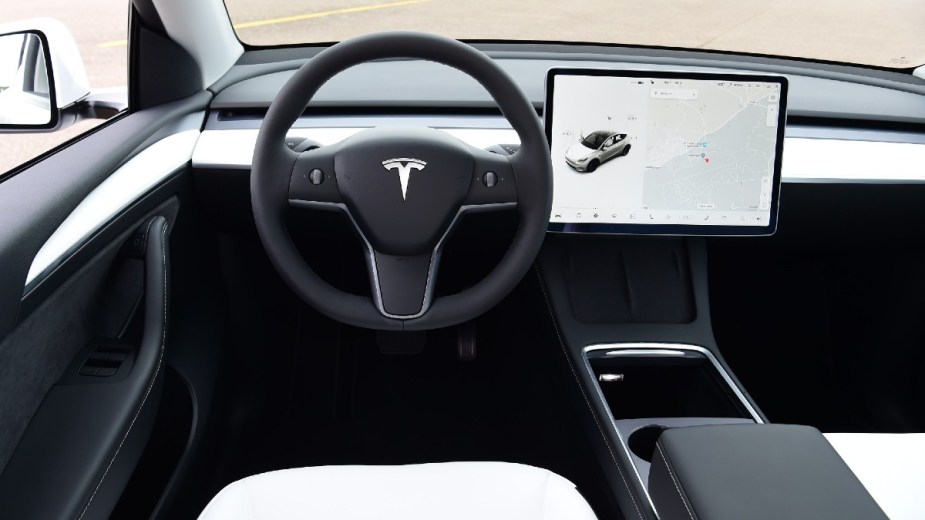 Clean lines and look of the dashboard  in a Tesla Model Y