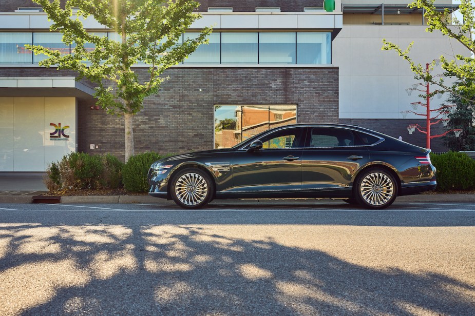 A Genesis Electrified G80 parked outdoors