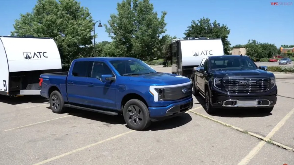 Ford F-150 Lightning vs GMC Sierra 1500 used by TFL Trucks with trailers