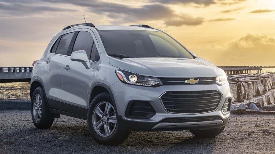 Silver 2022 Chevy Trax front angle view