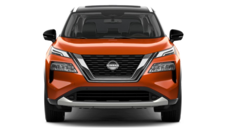 Front view of 2023 Nissan Rogue with Sunset Drift ChromaFlair/Super Black two-tone hue