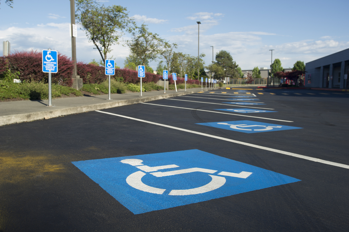 A row of handicap parking spots