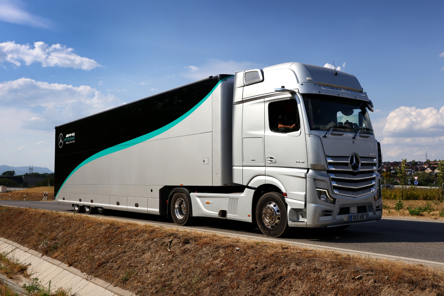 The Mercedes-AMG Formula 1 Team truck switched to biofuel for a trial