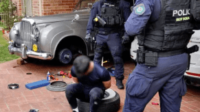 NSW Police arrest suspects in front of smuggler Bentley