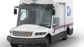 The Oshkosh NGDV shows off its unique styling as a mail truck.