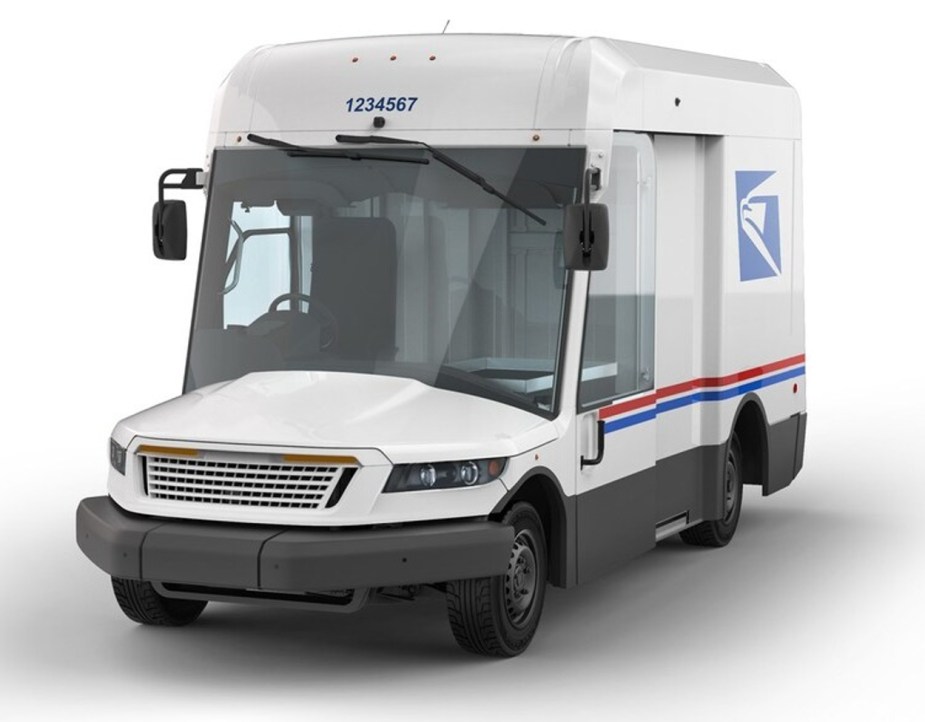 The Oshkosh NGDV shows off its unique styling as a mail truck.