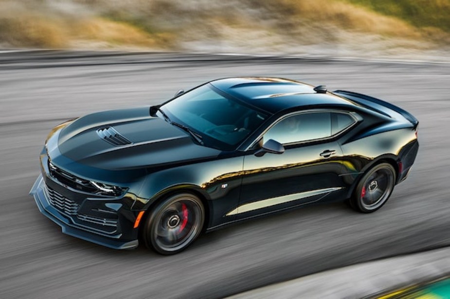 Overhead view of black 2022 Chevy Camaro SS