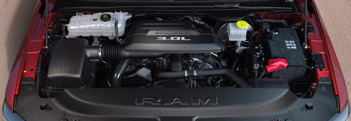 The Ram EcoDisel engine, when paired with a larger fuel tank, can get you 1,000 miles between fill-ups. 