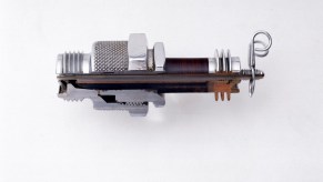 A spark plug, particularly for a sports car.