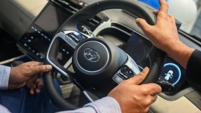 A steering wheel that utilizes power steering.