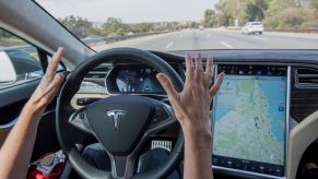 A Tesla self-driving/autonomous vehicle test touted by Elon Musk performed in Palo Alto, California in 2015
