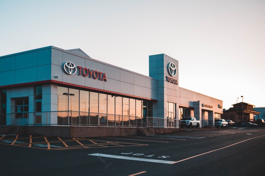 A Toyota car dealership, one of the best places for an oil change