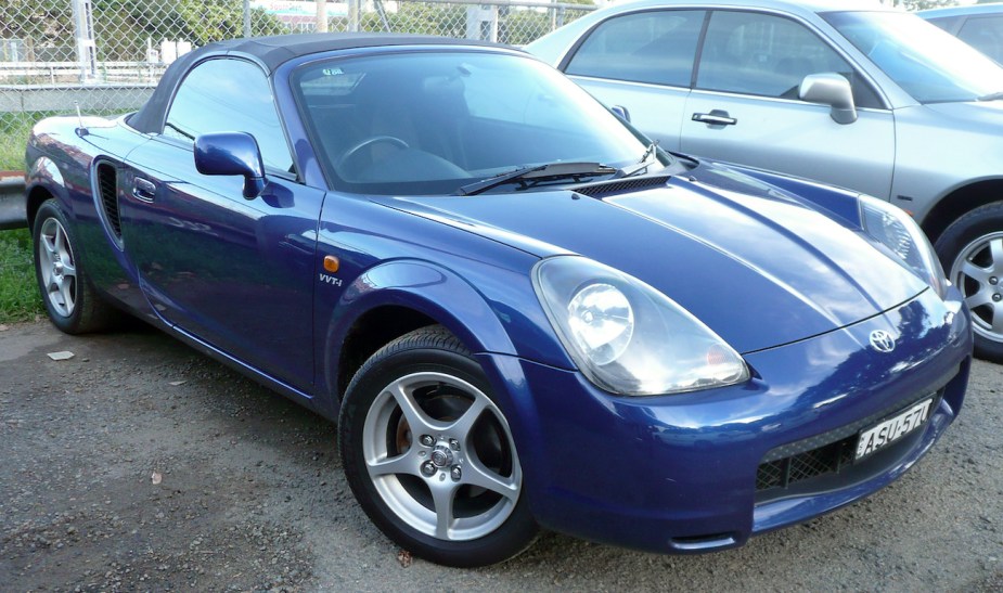 A blue Toyota MR2 parked in a lot