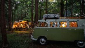 Vintagae VW Camper van at a camp ground