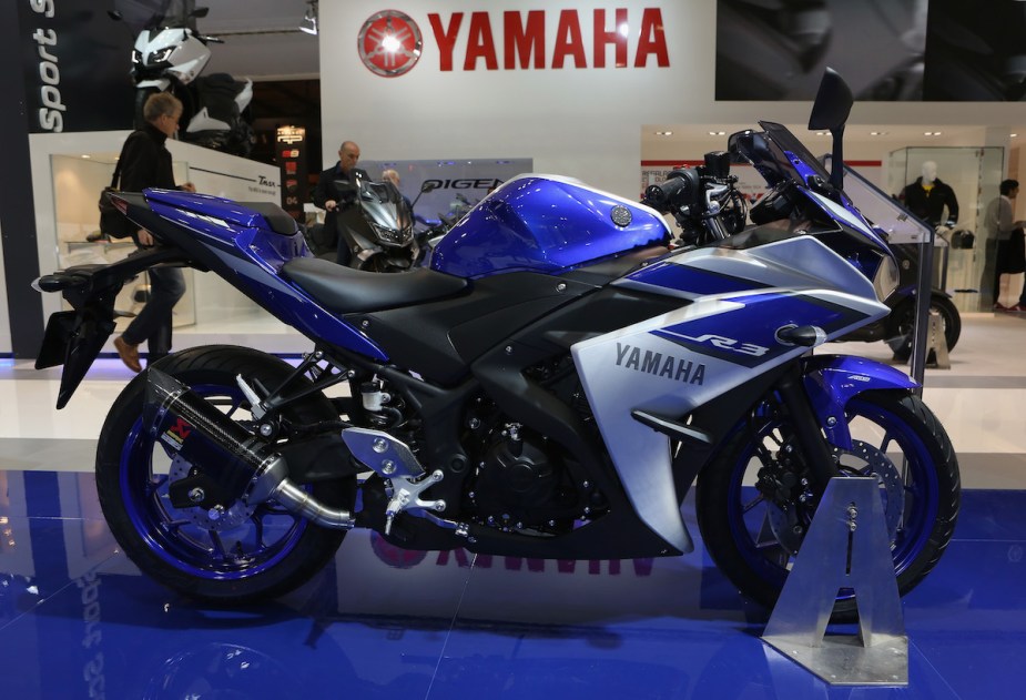 A Yamaha YZF-R3, one of the most affordable sports bike of 2022. 