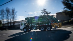 A garbage truck completing its route in California, where some cities are mounting surveillance cameras on their trucks.