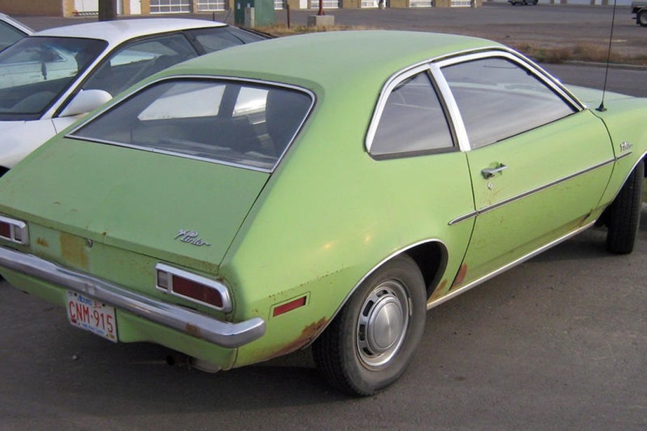 Ugly Green 1971 Ford Pinto parked