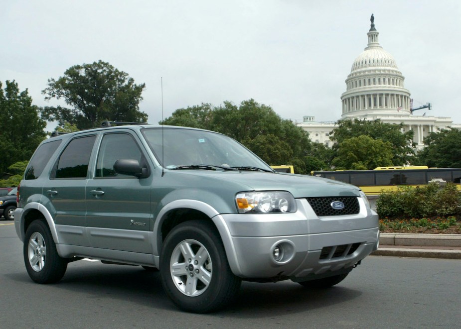 The Ford Escape Hybrid in front of the Capital building.