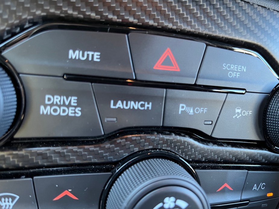 The launch button in the 2022 Dodge Challenger R/T Scat Pack