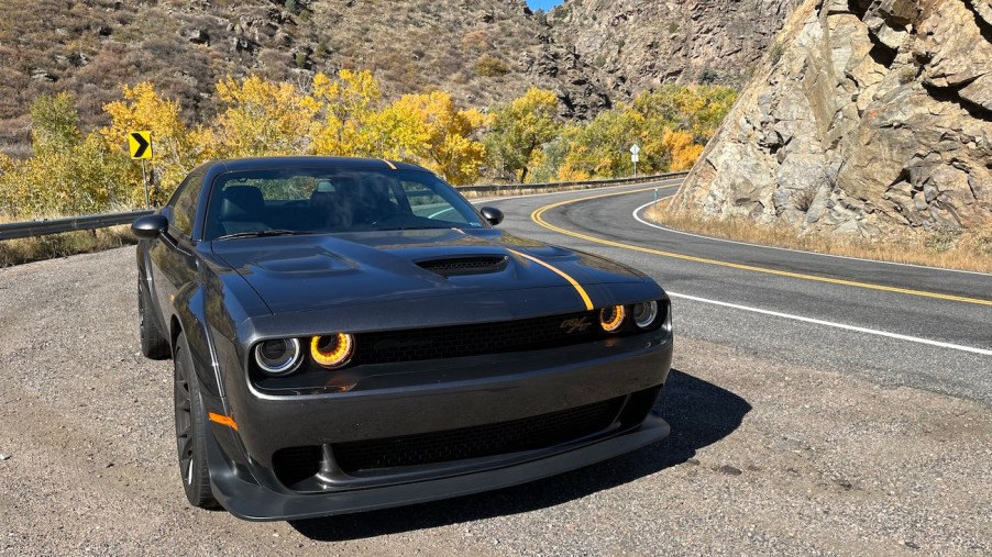 The 2022 Dodge Challenger Scat Pack parked on a canyon road