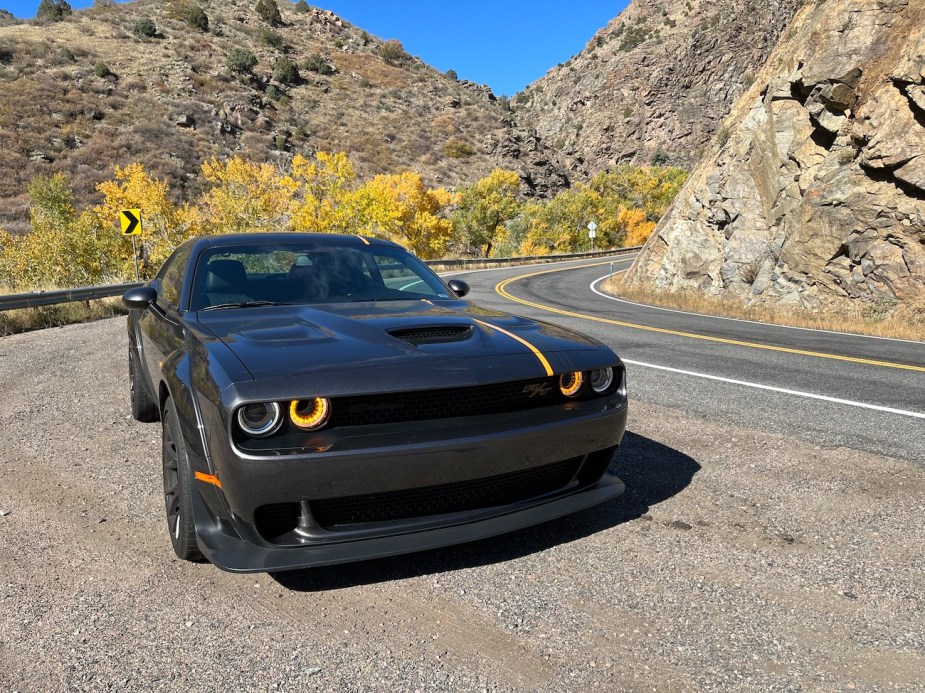 The 2022 Dodge Challenger Scat Pack parked on a canyon road