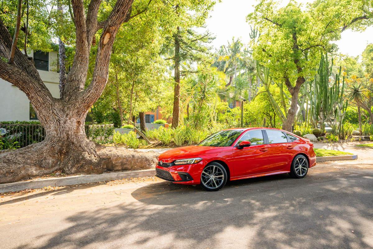A red 2022 Honda Civic parked outdoors