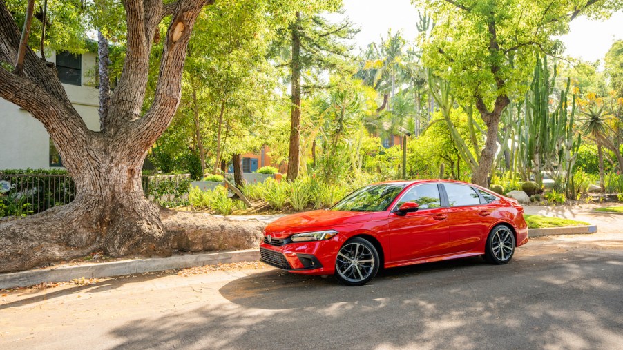 A red 2022 Honda Civic parked outdoors