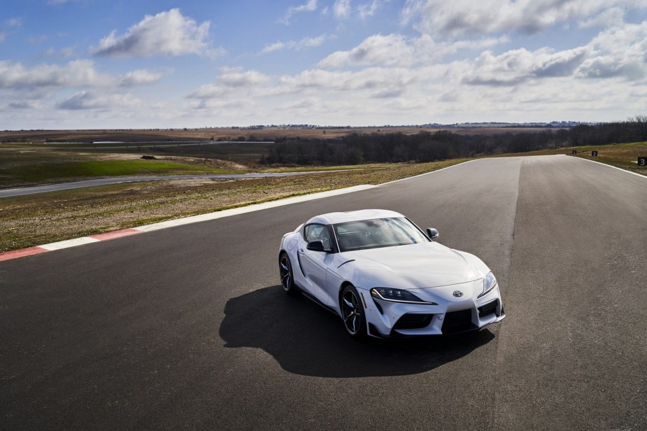 A new Toyota GR Supra, like a Chevy Camaro 2SS, if fast enough to outrun a Scat Pack.