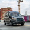 A 2023 E-Transit Cargo Van Cost a hefty price, parked in a city environment.