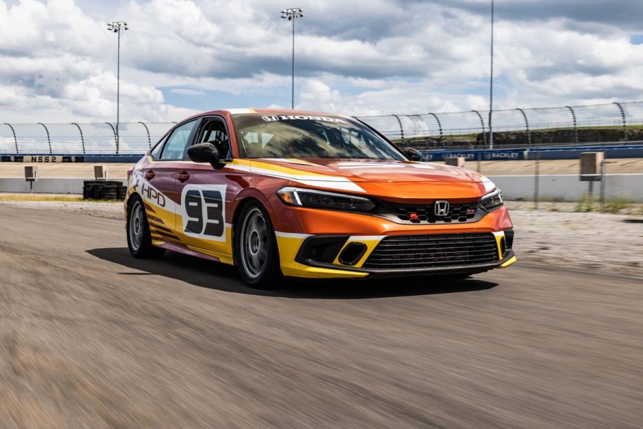 A Honda Civic Si Race Car on a track.