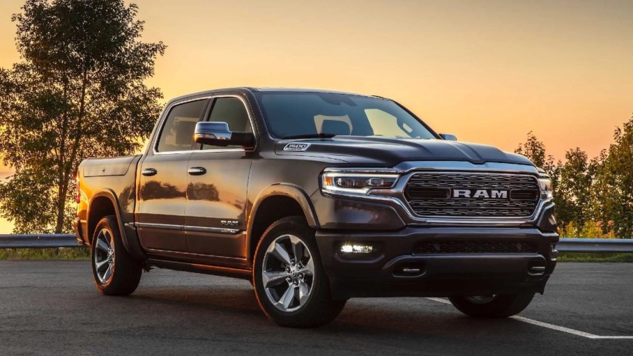 2023 Ram 1500 EcoDiesel pose with a sunrise