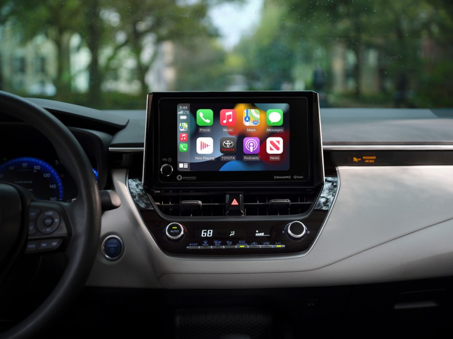Pictured is the Toyota Corolla's infotainment screen