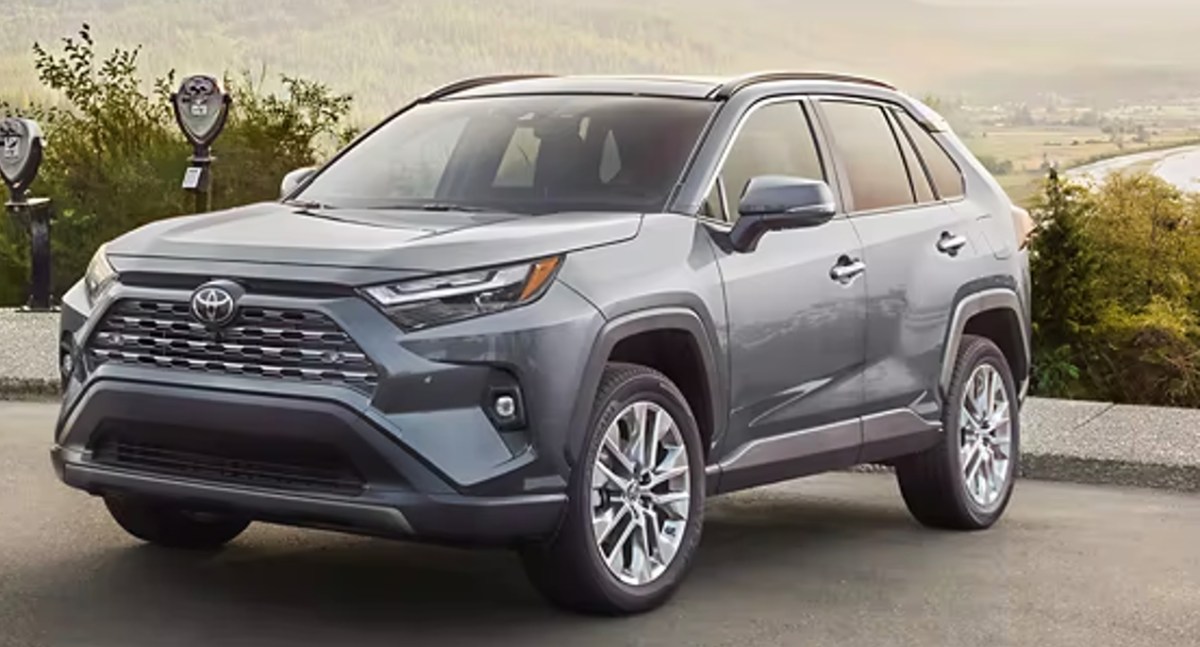 A gray 2023 Toyota RAV4 is parked.
