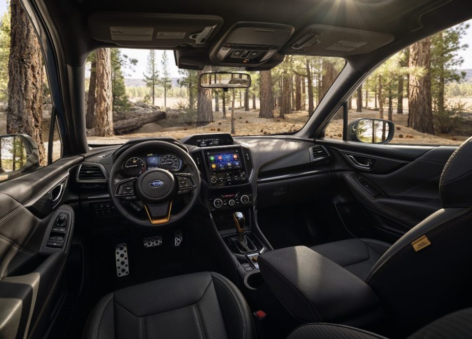Dashboard and front seats in 2023 Subaru Forester
