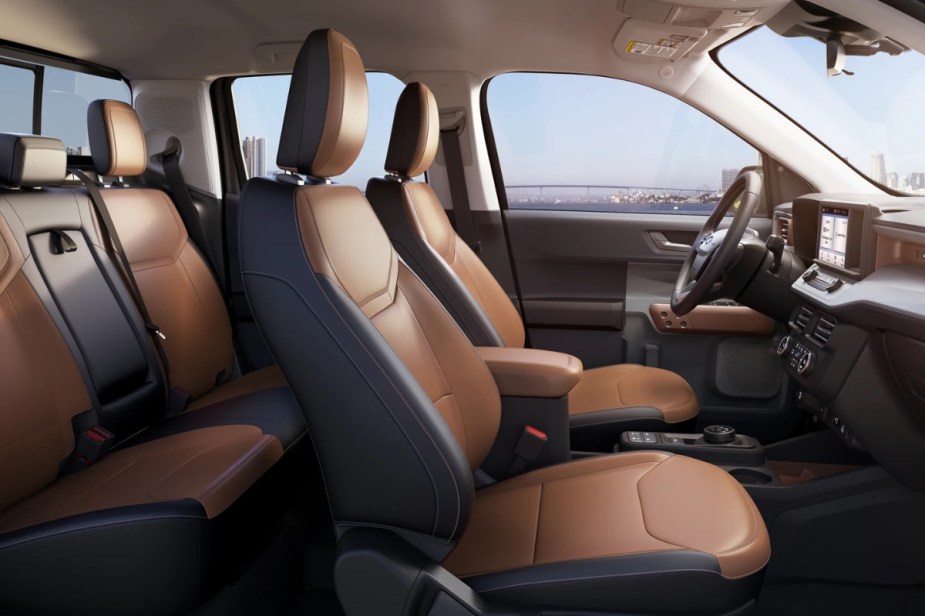 Dashboard and seats in the 2023 Ford Maverick