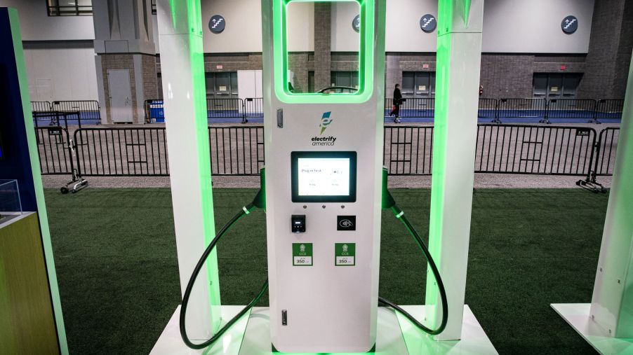 An Electrify America electric vehicle (EV) charging station seen during the Washington Auto Show