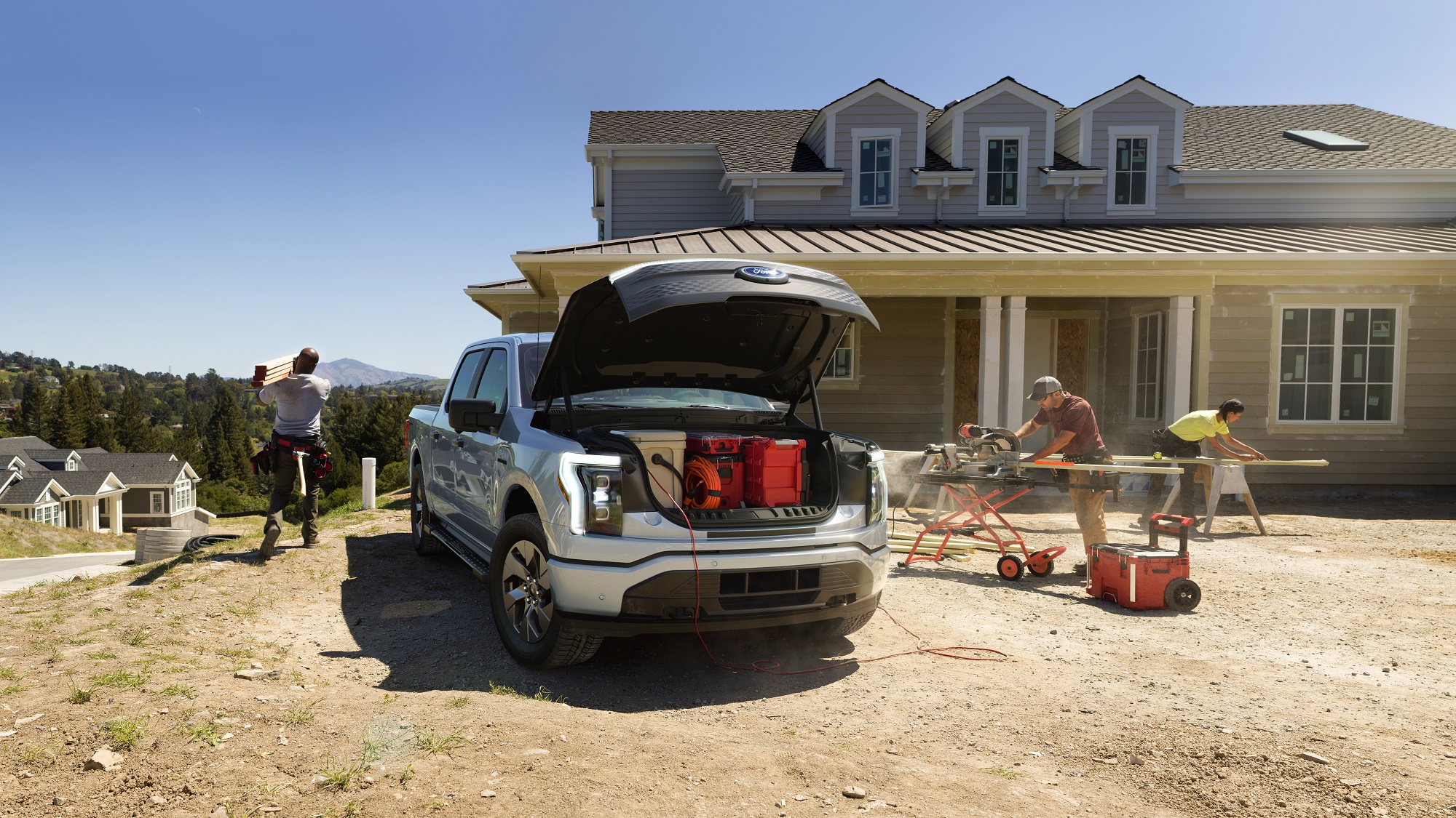 The Ford F-150 Lightning is one EV with a battery that can charge many loads, including V2H for household power.