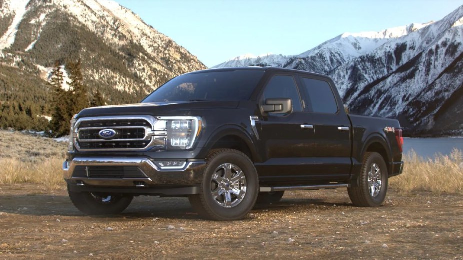 2023 Ford F-150 front angle view in Agate Black