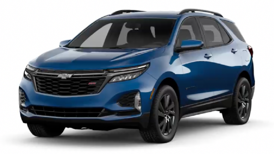 Front angle view of Blue Glow Metallic 2023 Chevy Equinox