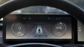 A Lucid Air EV dashboard displaying mileage on the odometer.