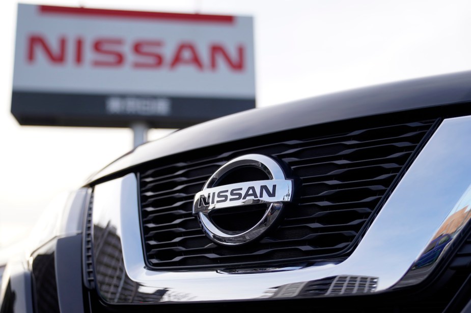 A Nissan SUV is seen at a Nissan dealership.
