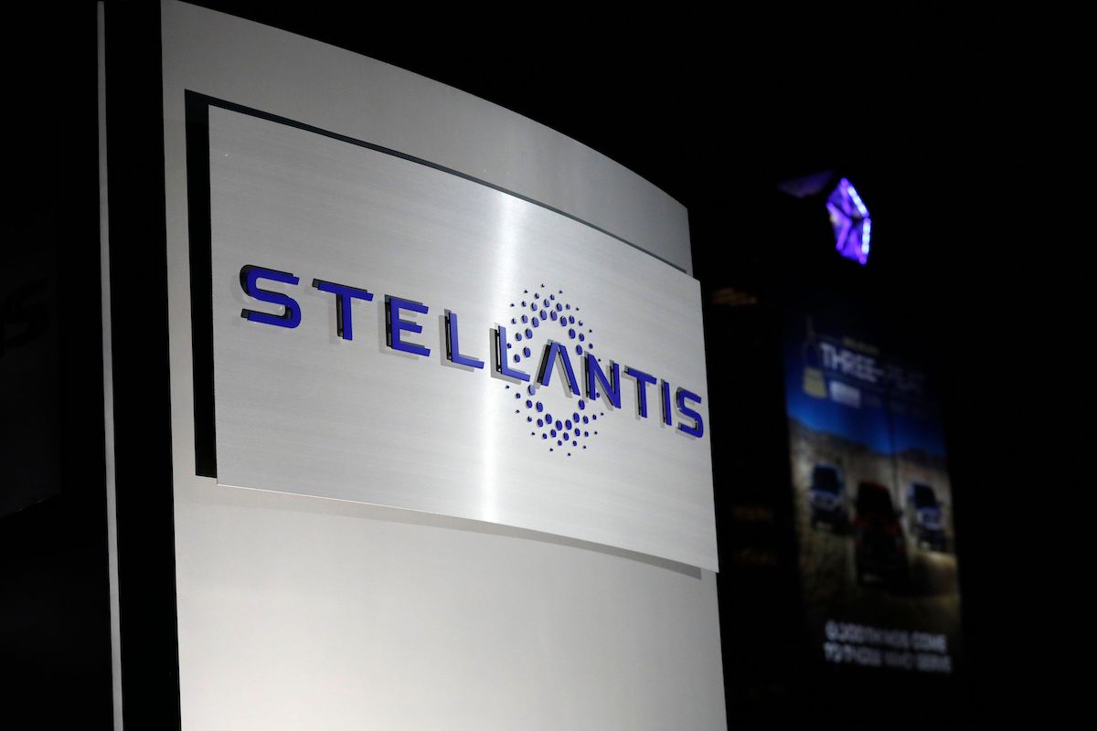 Stellantis logo on a sign.