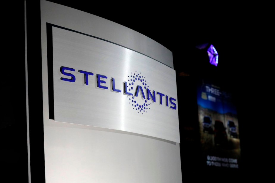 Stellantis logo on a sign. 