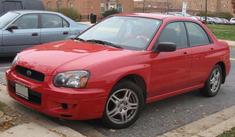 A red Subaru Impreza RS 2.5