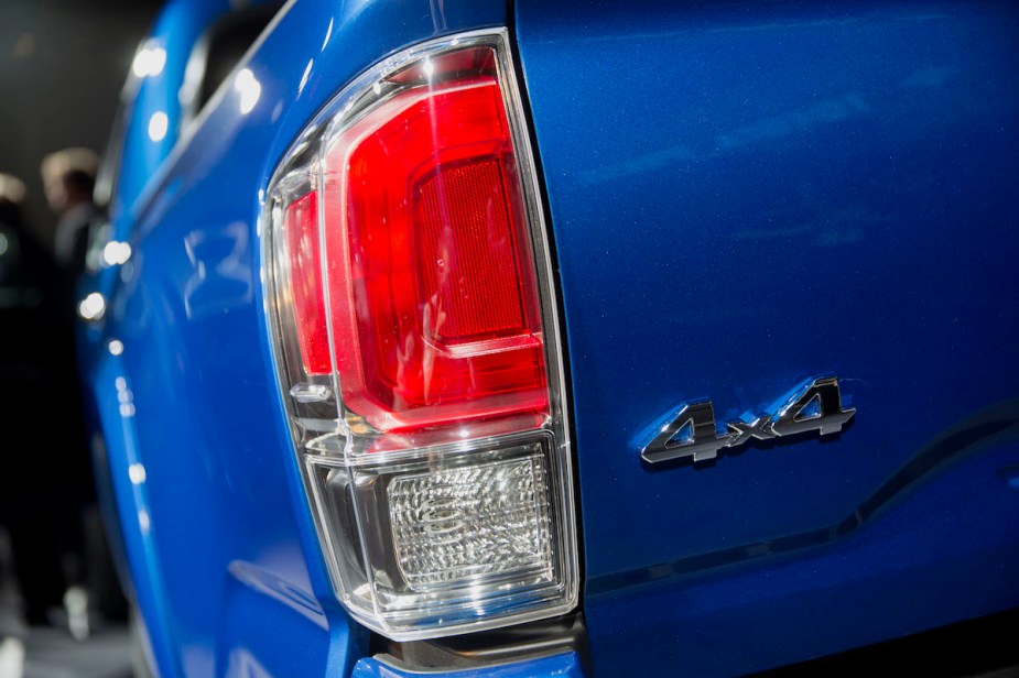 A blue backend of a Toyota Tacoma, which also makes 2015 pickups.