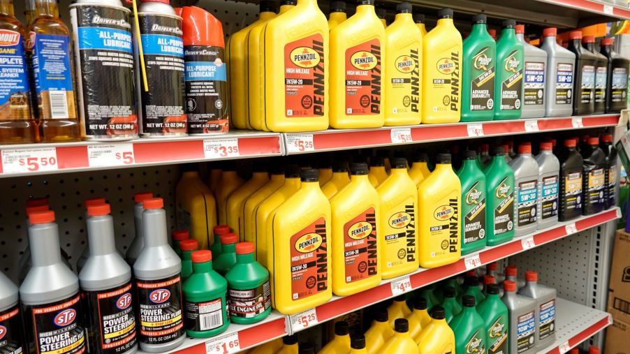 Car oil and fluids on the shelf of a Family Dollar Store